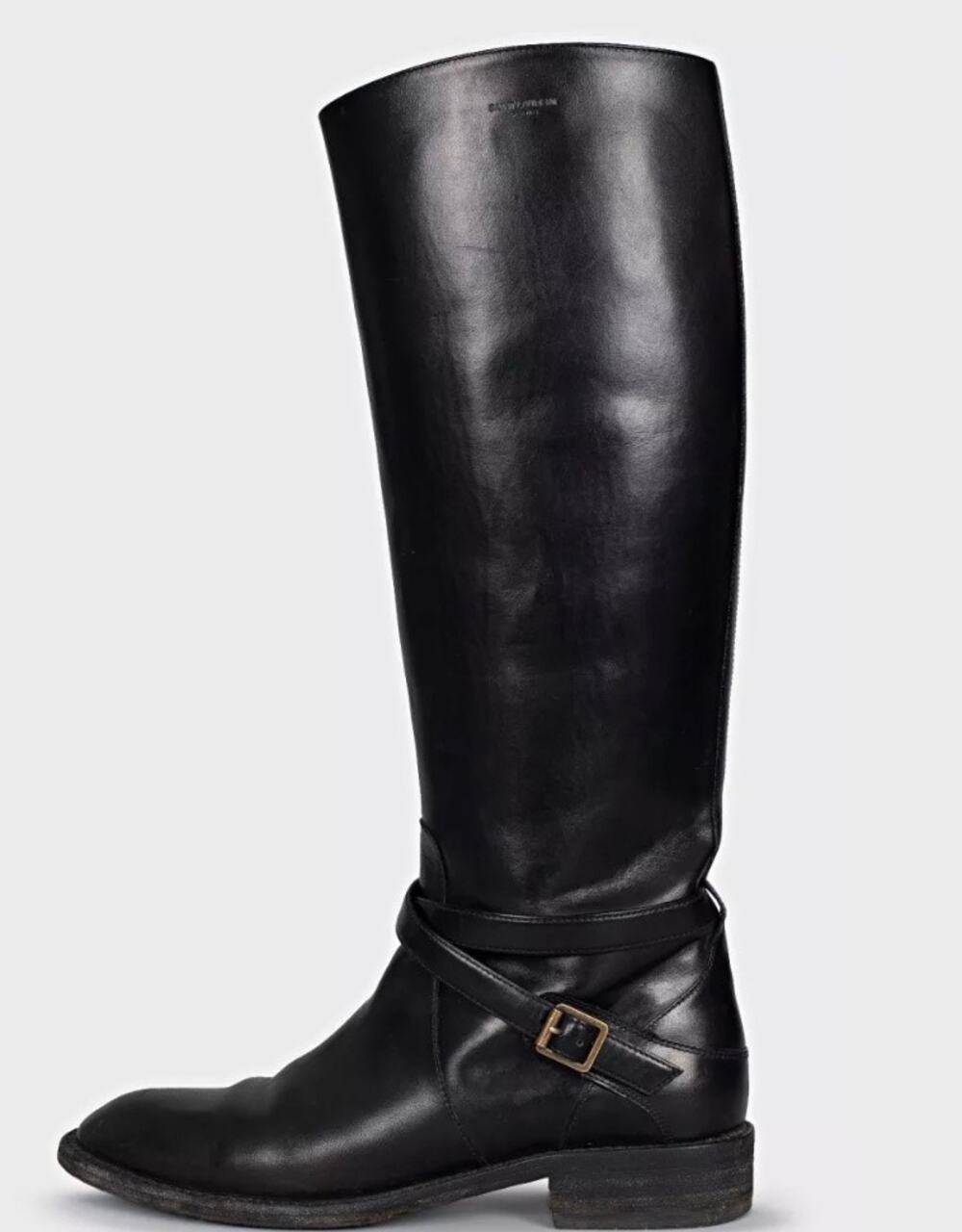Saint Laurent Black Leather Knee High Boots Size 39
